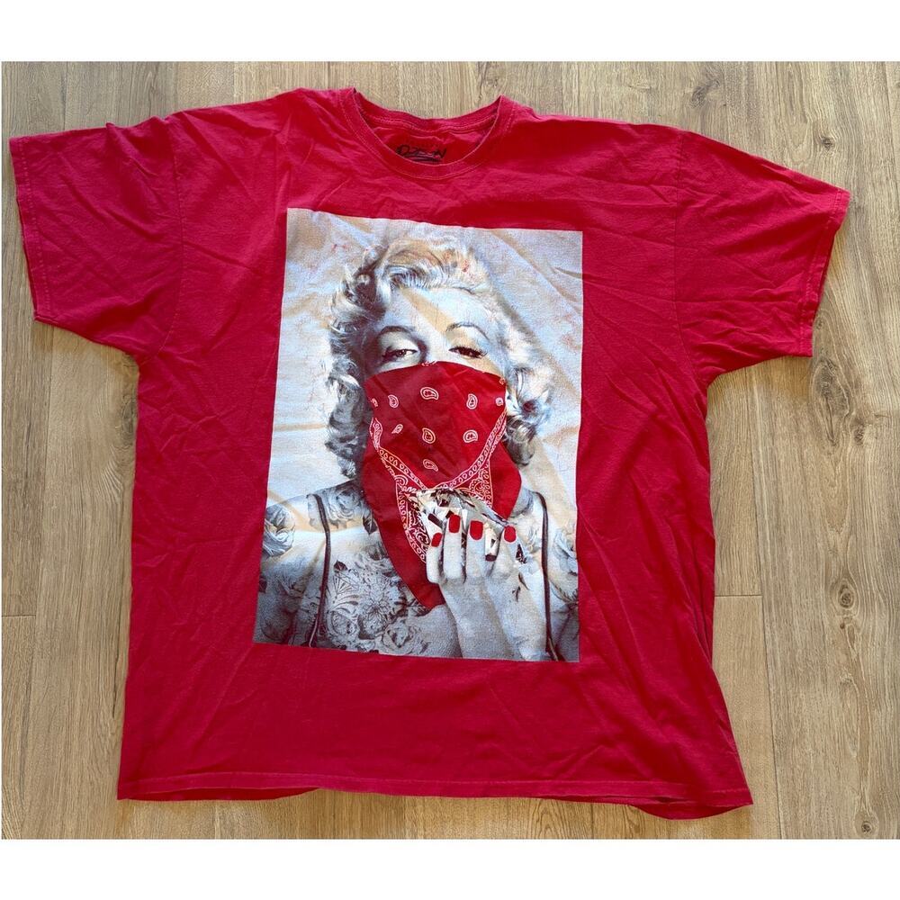 Marilyn Monroe Bandana Graphic T-Shirt Red Tattoo Pin Up Tee Men's 2XL